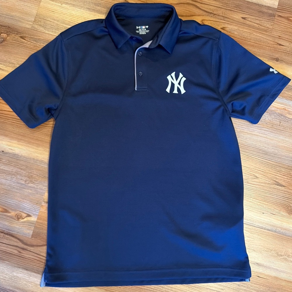 Under Armour Mens New York Yankees MLB Polo Shirt Navy Blue HeatGear Medium
